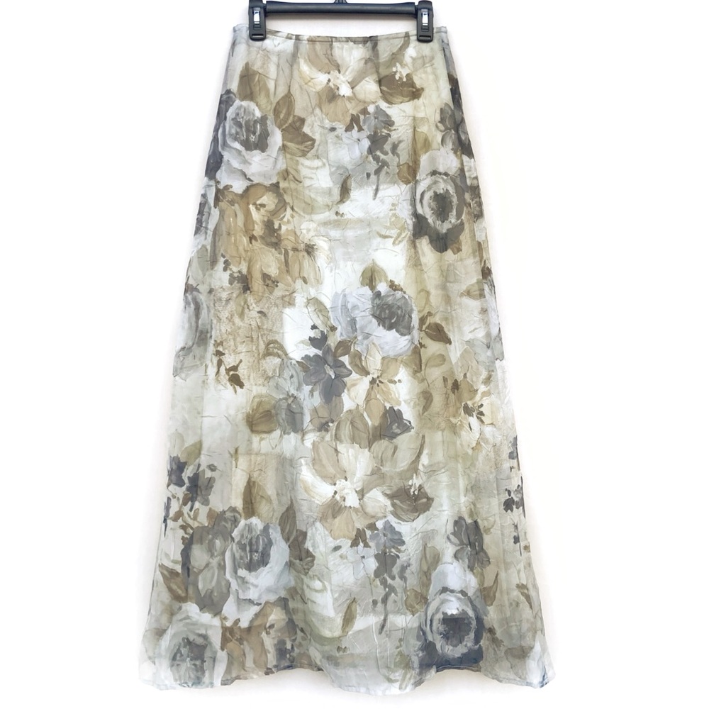 Vintage Y2K Abstract Floral Crackle Sheer Maxi Skirt Size S - Picture 1 of 5